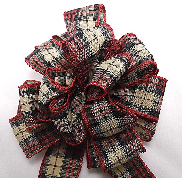 red and beige plaid ribbon