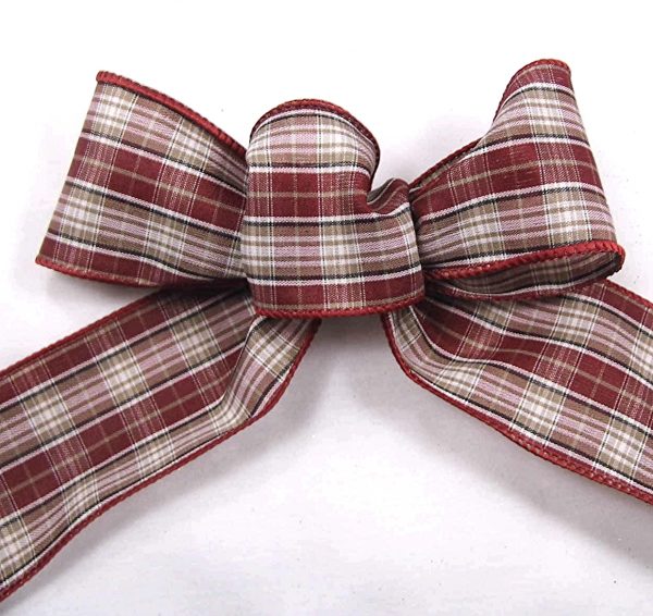 maroon plaid ribbon