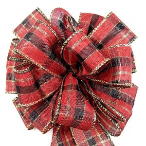 metallic red plaid ribbon