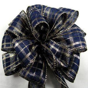Navy Plaid Ribbon