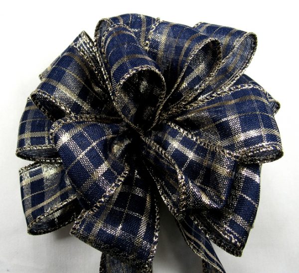 Navy Plaid Ribbon