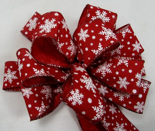 Raz 4 Red Snowflake Wired Christmas Ribbon R4127756