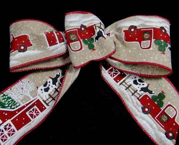 christmas farm ribbon