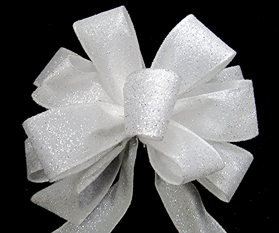 White satin acetate ribbon makes a beautiful wedding bow