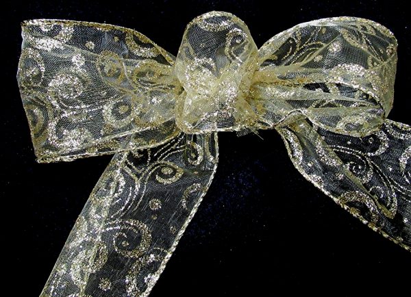 metallic sheer paisley ribbon