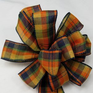 Wired orange plaid ribbon