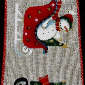 sleighing snowman ribbon