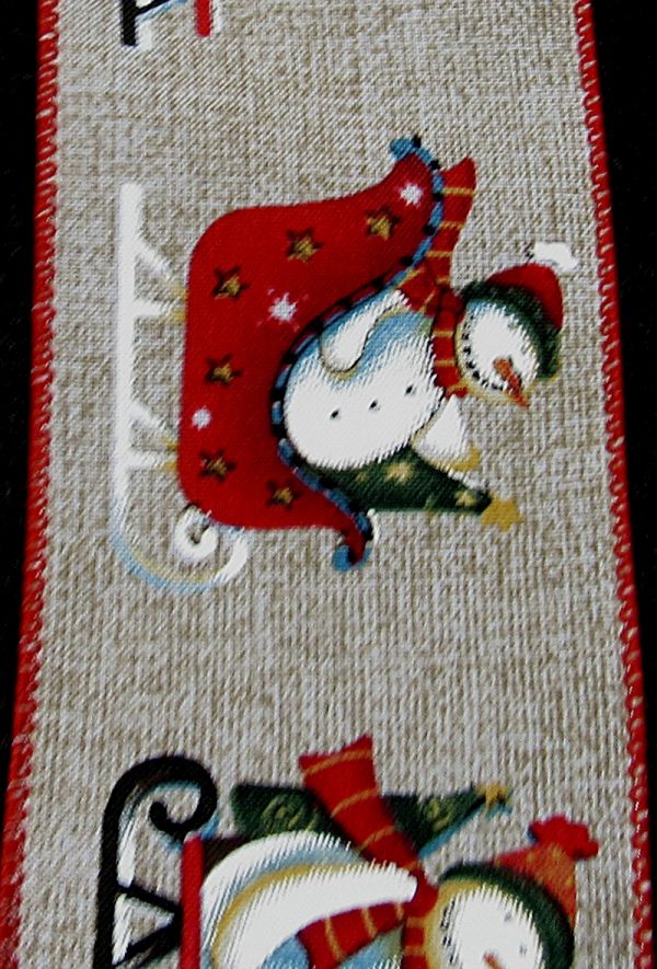 sleighing snowman ribbon