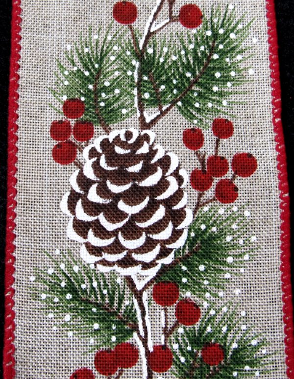wired christmas pinecone ribbon