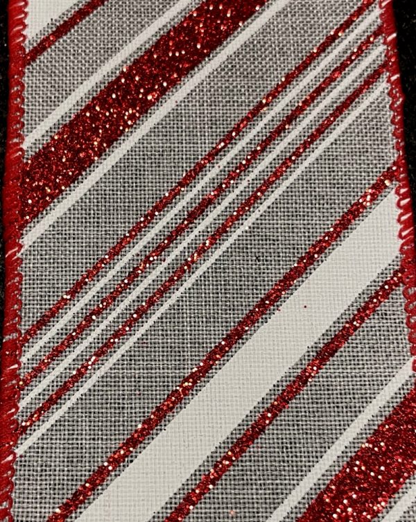 Wired Glitter Velvet Candy Cane Stripes - Image 2