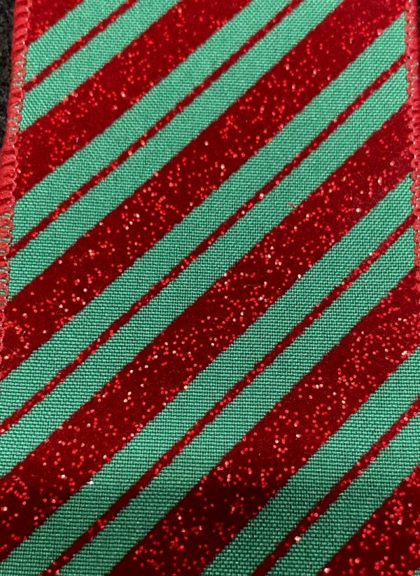 velvet christmas candy cane ribbon