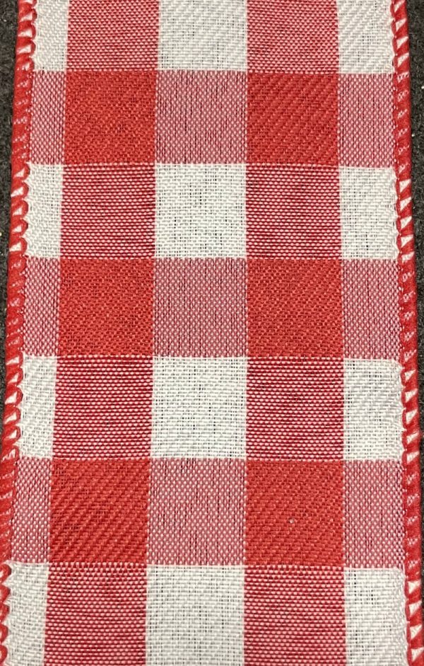 wired red check ribbon