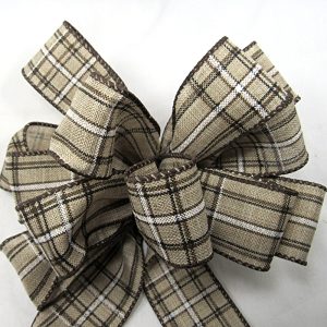 tan plaid ribbon