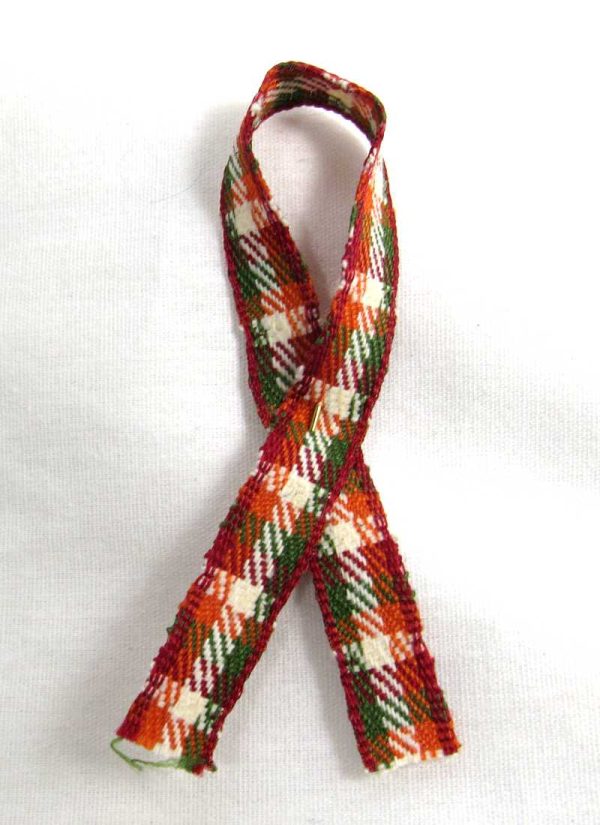 orange thin plaid ribbon