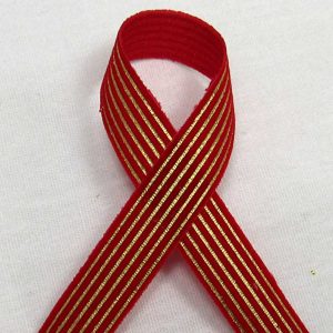 red & gold striped ribbon