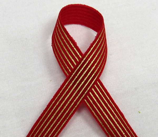 red & gold striped ribbon