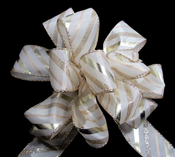 metallic diagonal stripe ribbo